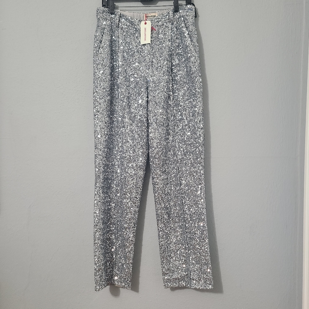 Zadig‎ & Voltaire Gitane Sequins Silver Pants Size 40